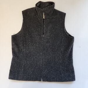 Eddie Bauer Small Black Wool Vest Full Zip YKK Zip Pockets Lined Alpaca Mohair